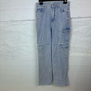 PACSON light denim 90S boyfriend multi pockets cotton denim jeans size 28